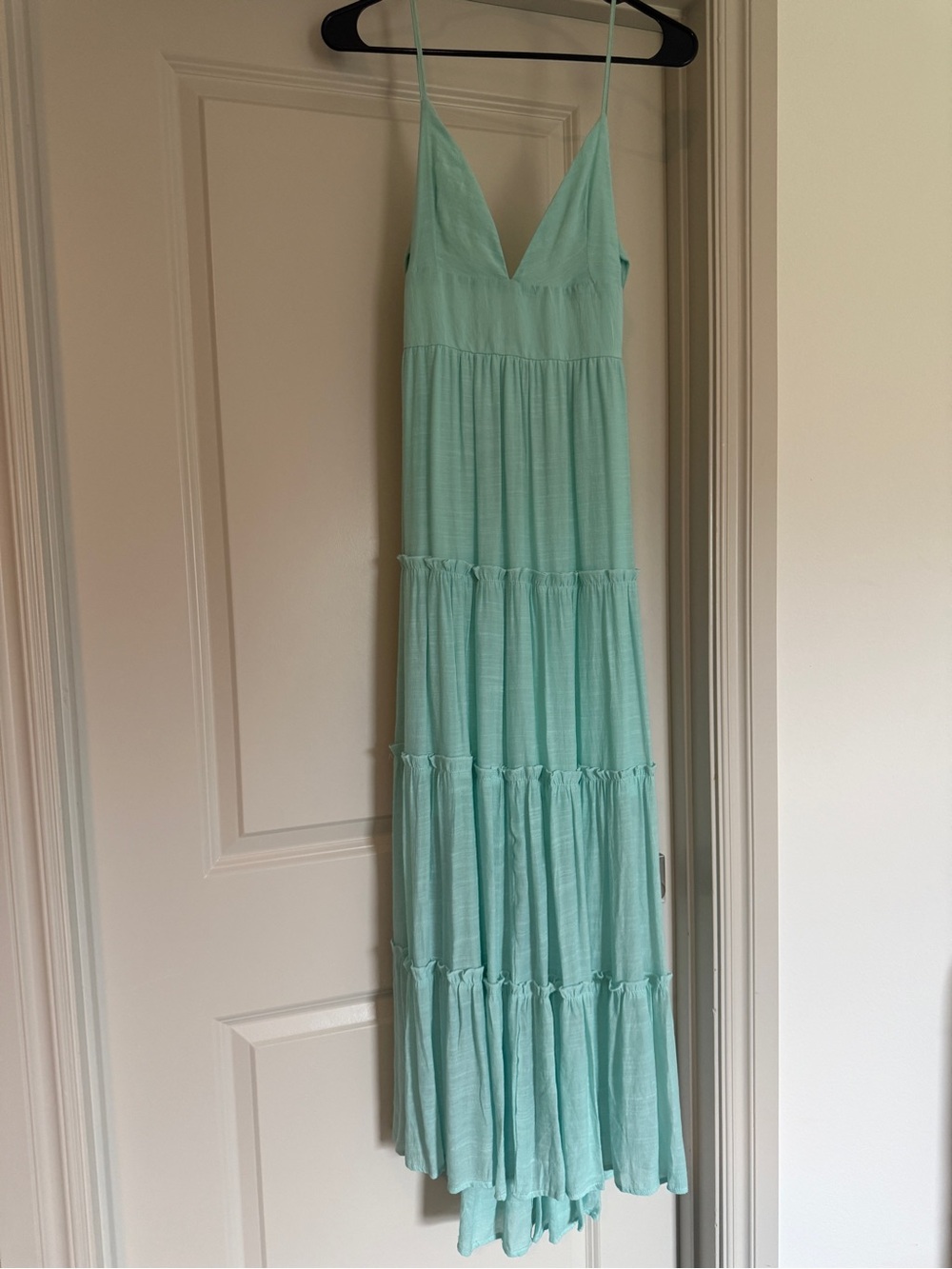Altar'd State Mint Tiered Spaghetti-Strap Maxi Dress